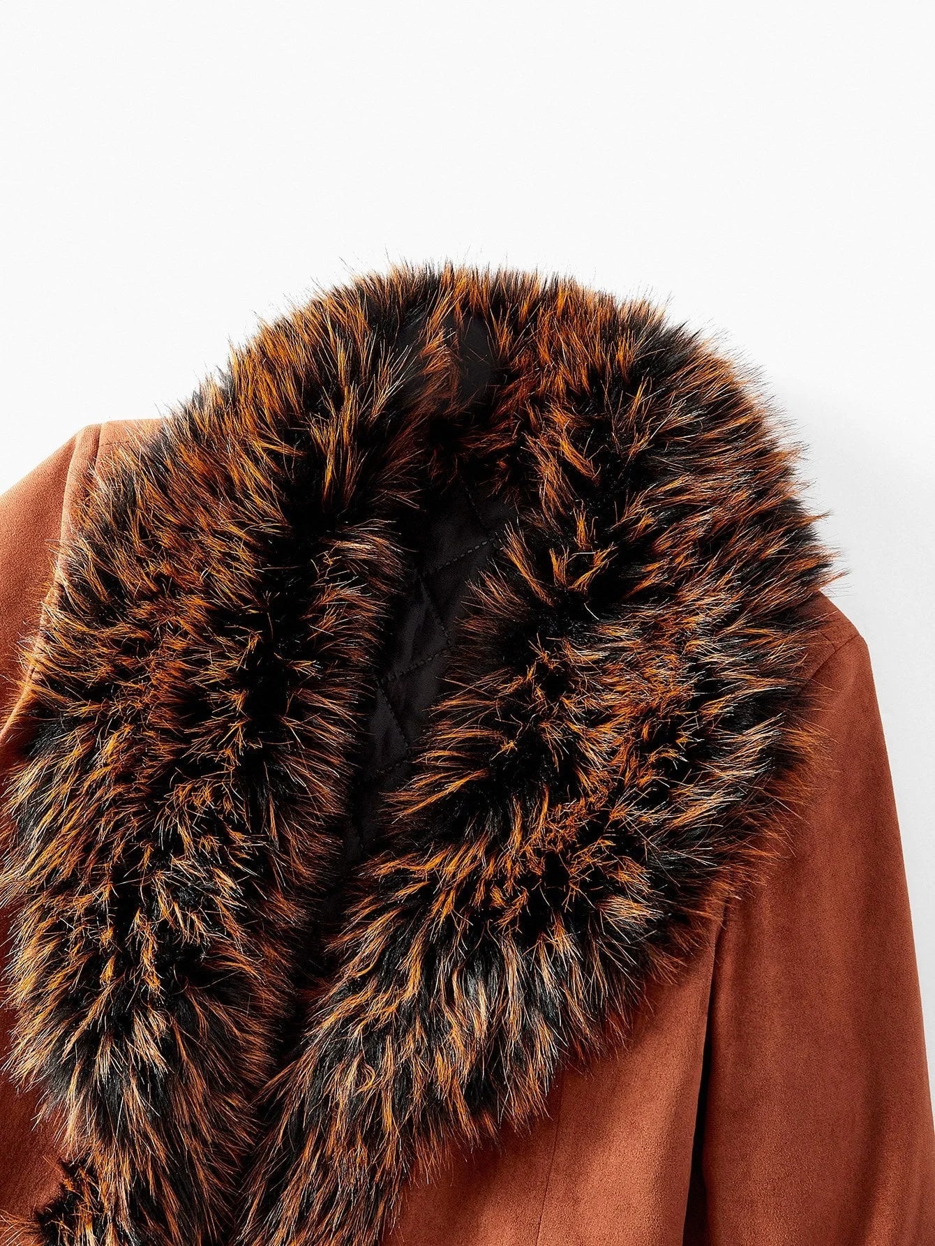 PREMIUM BELTED POCKET FAUX FUR COAT