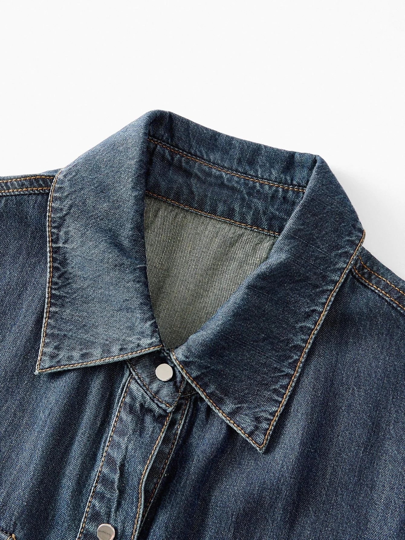 PREMIUM BELTED RUFFLE HEM DENIM DRESS