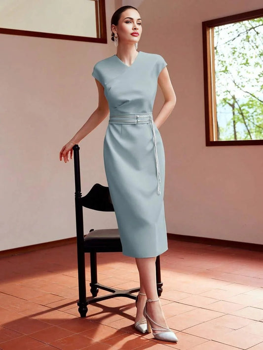 PREMIUM BELTED ZIPPER DRESS