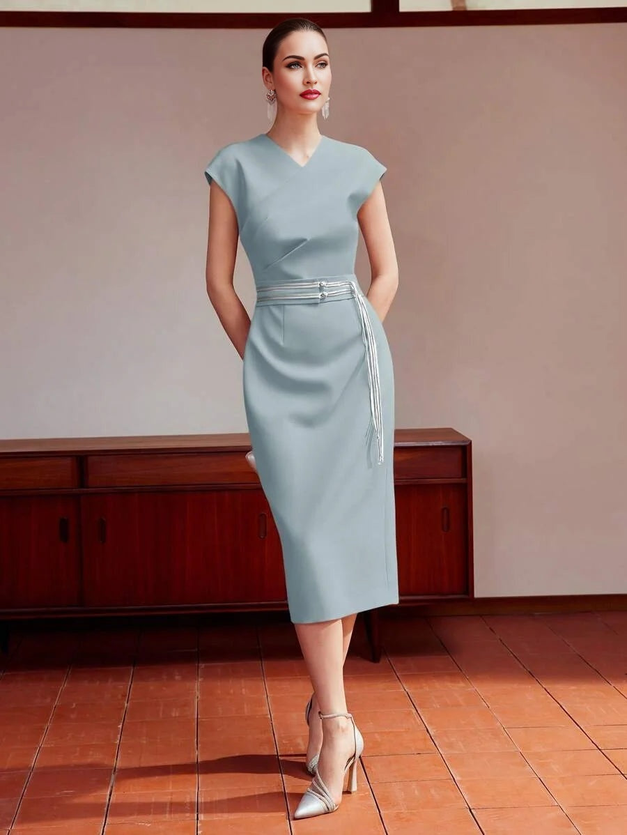 PREMIUM BELTED ZIPPER DRESS