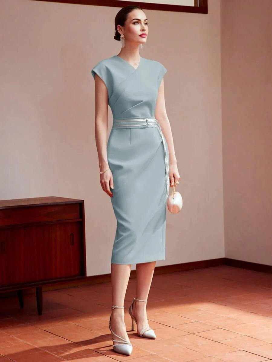 PREMIUM BELTED ZIPPER DRESS