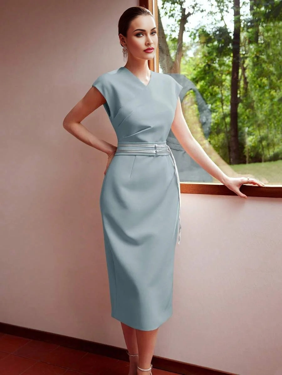 PREMIUM BELTED ZIPPER DRESS