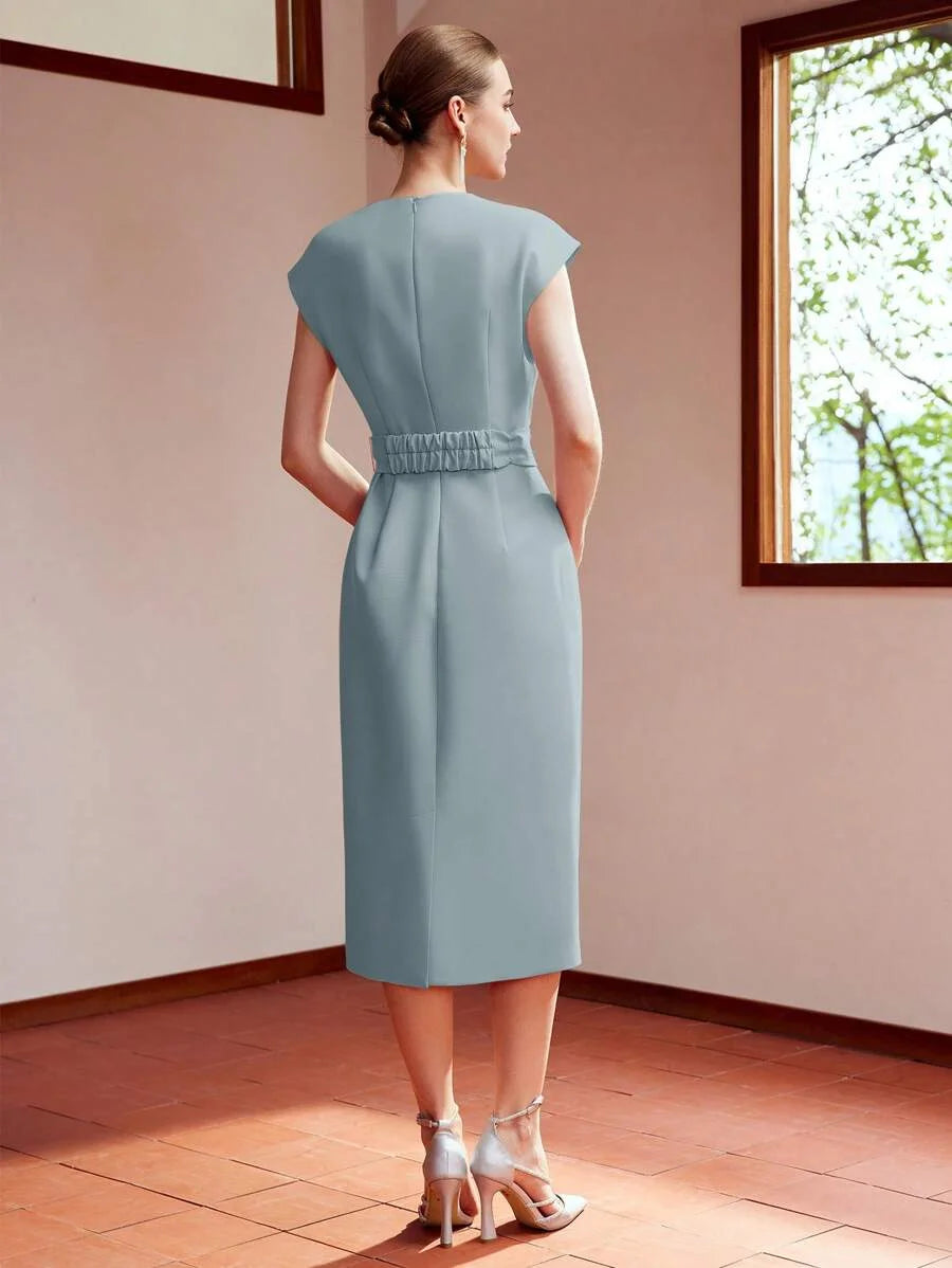 PREMIUM BELTED ZIPPER DRESS