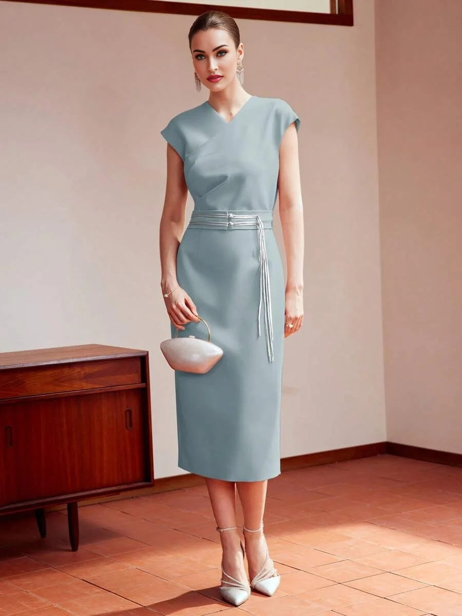 PREMIUM BELTED ZIPPER DRESS