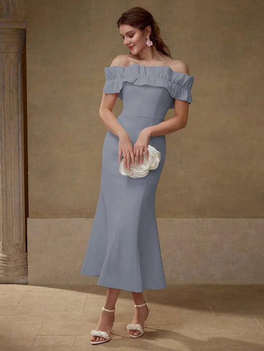 PREMIUM BIAS CUT RUFFLE TRIM DRESS