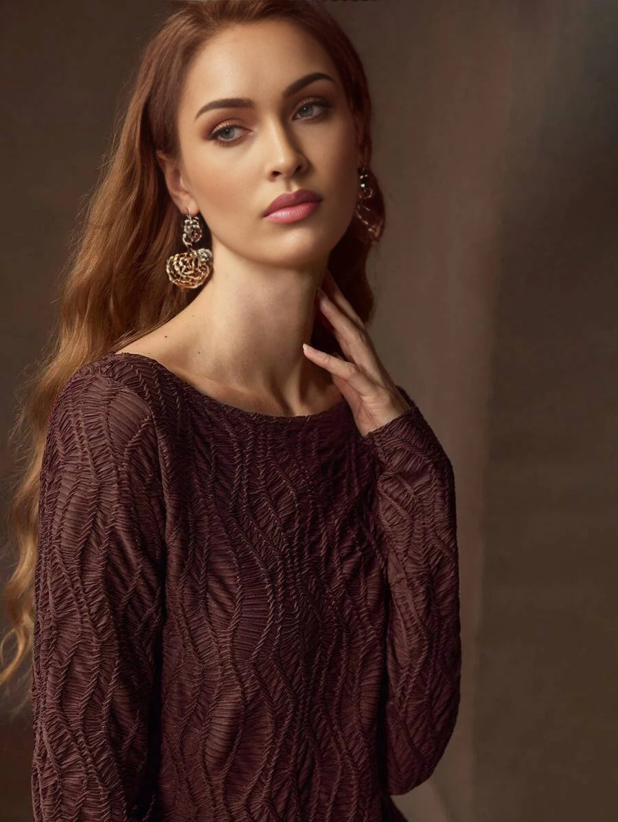 PREMIUM BIAS CUT TEXTURED PATTERN DRESS