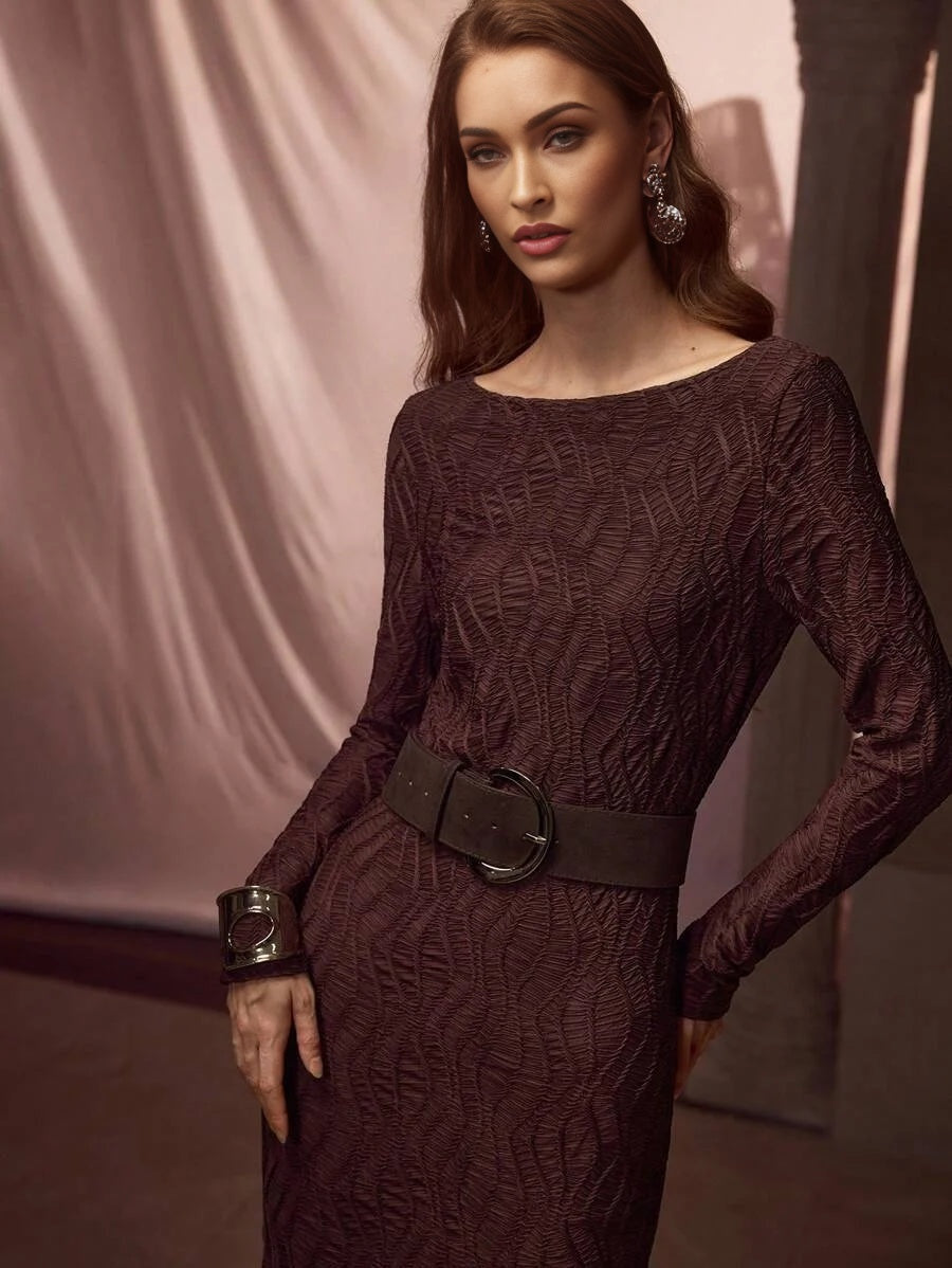 PREMIUM BIAS CUT TEXTURED PATTERN DRESS