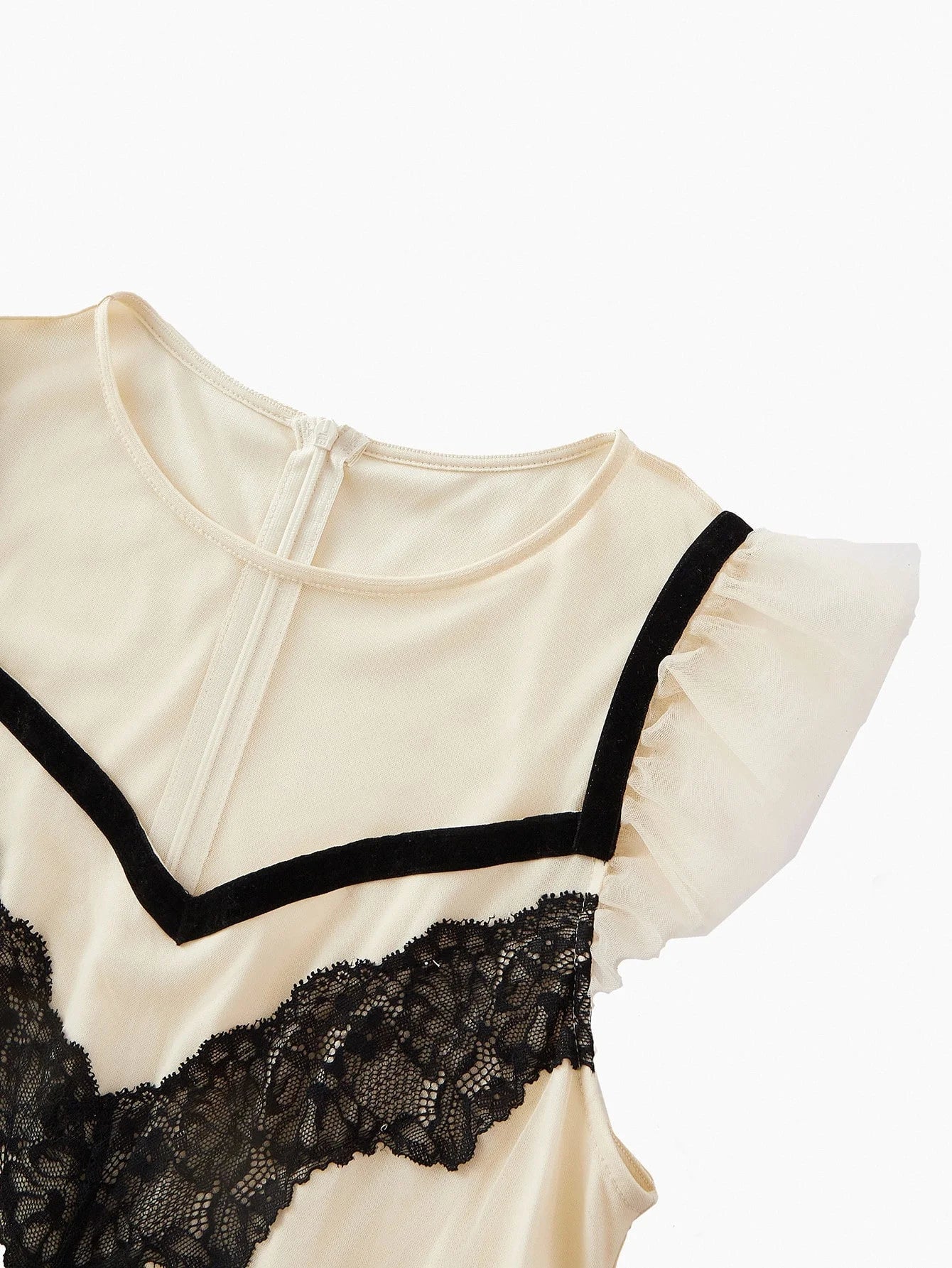 PREMIUM BLACK amp WHITE CONTRAST LACE PATCHWORK ELEGANT CAKE DRESS