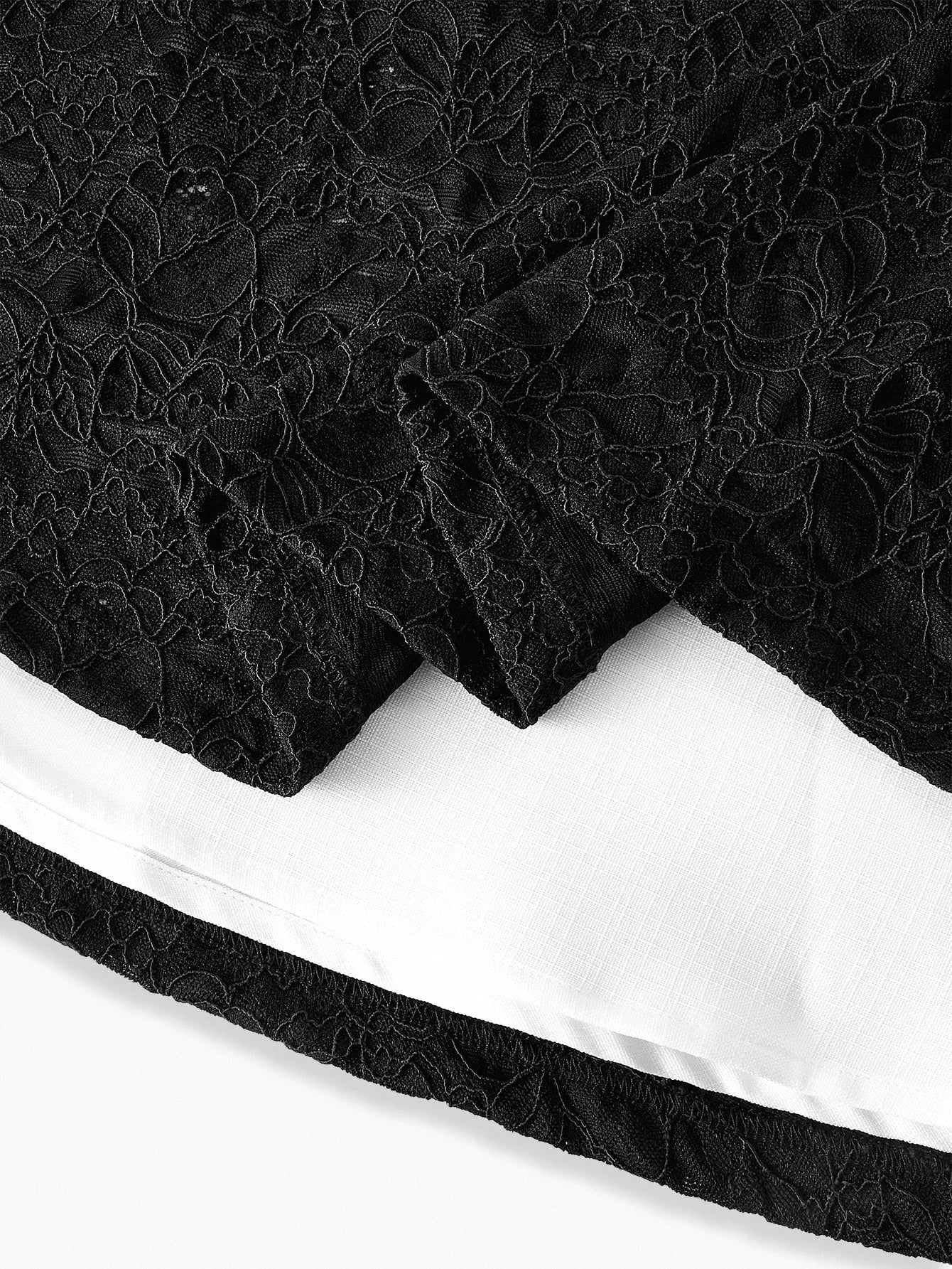 PREMIUM BLACK amp WHITE CONTRAST LACE PATCHWORK LONG SLEEVE MIDI DRESS