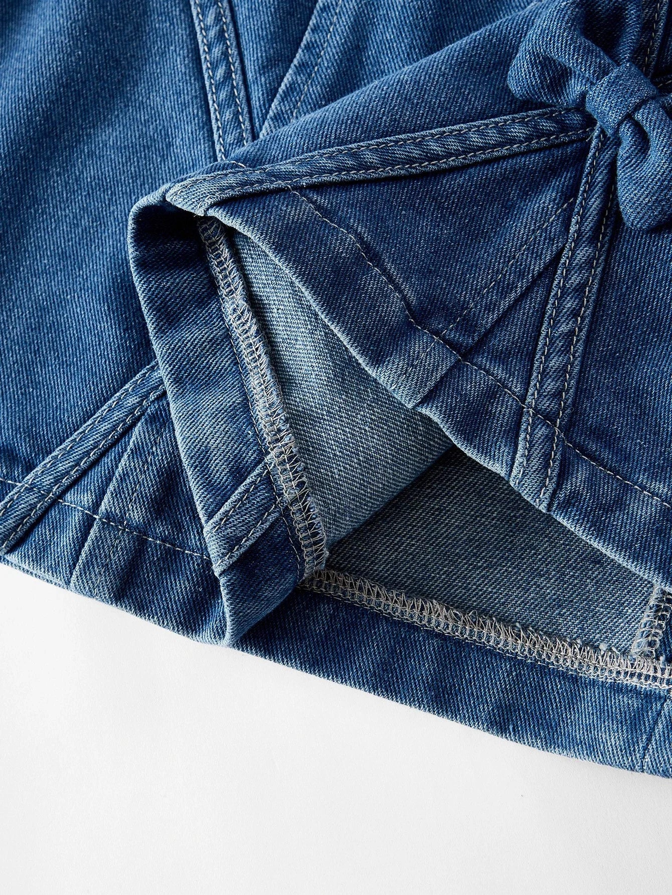 PREMIUM BOW DECOR ZIPPER BACK TANK DENIM DRESS