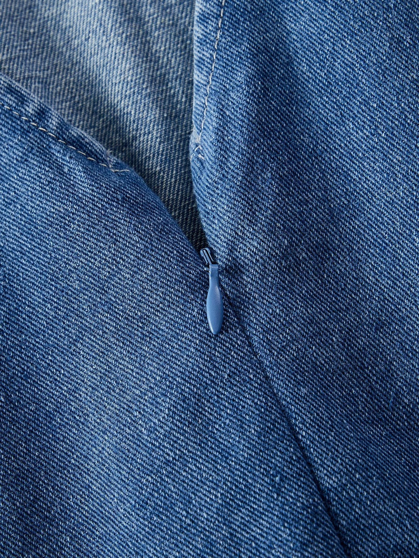 PREMIUM BOW DECOR ZIPPER BACK TANK DENIM DRESS