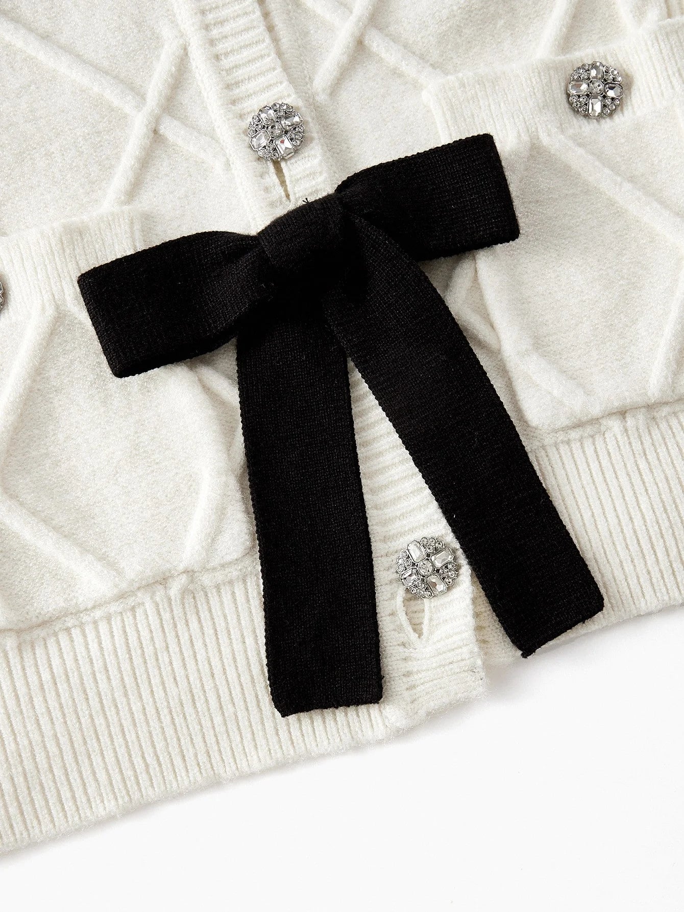 PREMIUM BOW DETAIL BUTTON UP CARDIGAN