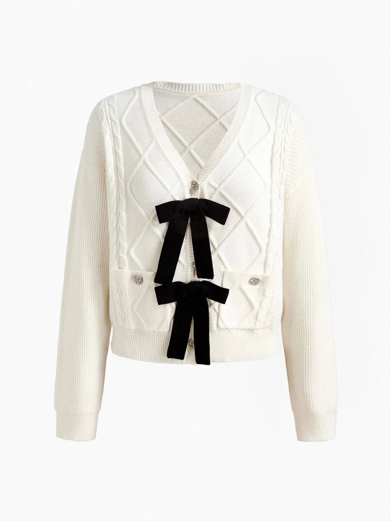 PREMIUM BOW DETAIL BUTTON UP CARDIGAN