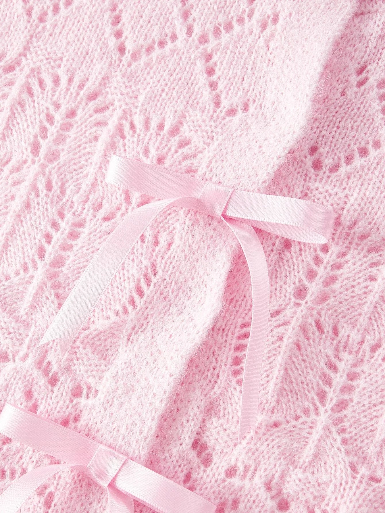 PREMIUM BOW DETAIL HOLLOW OUT CARDIGAN