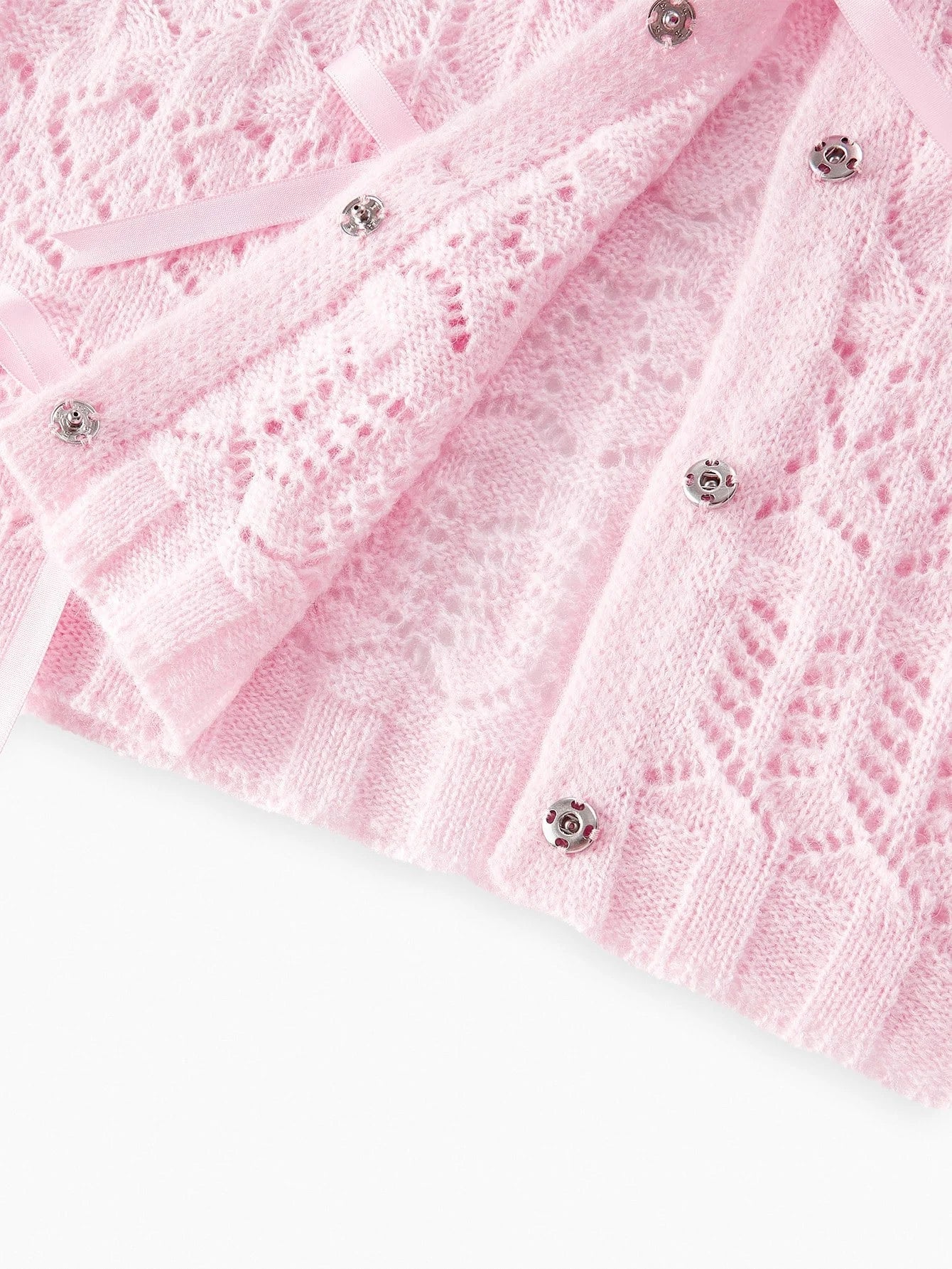 PREMIUM BOW DETAIL HOLLOW OUT CARDIGAN