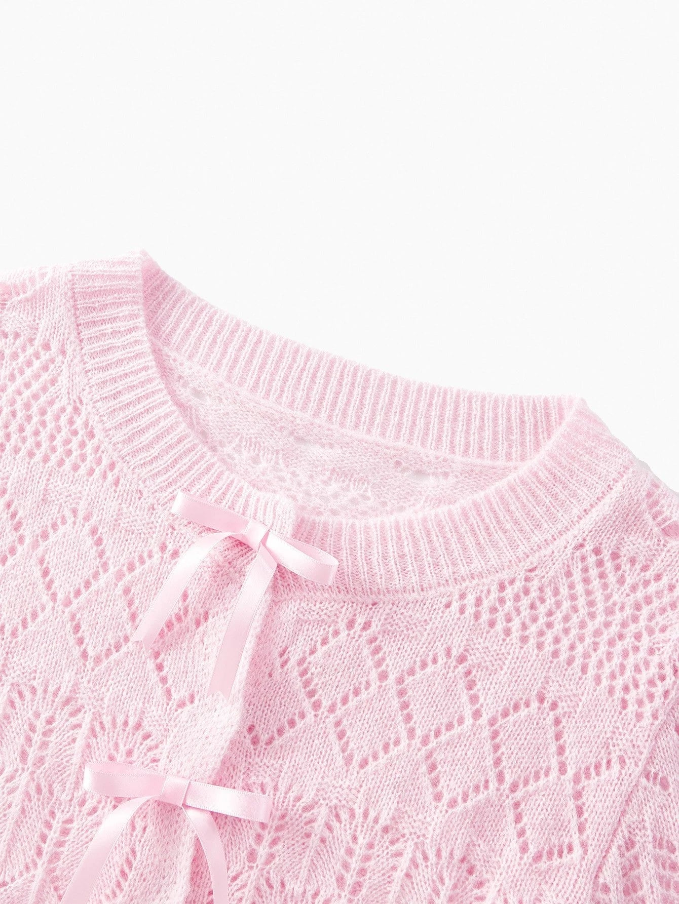 PREMIUM BOW DETAIL HOLLOW OUT CARDIGAN