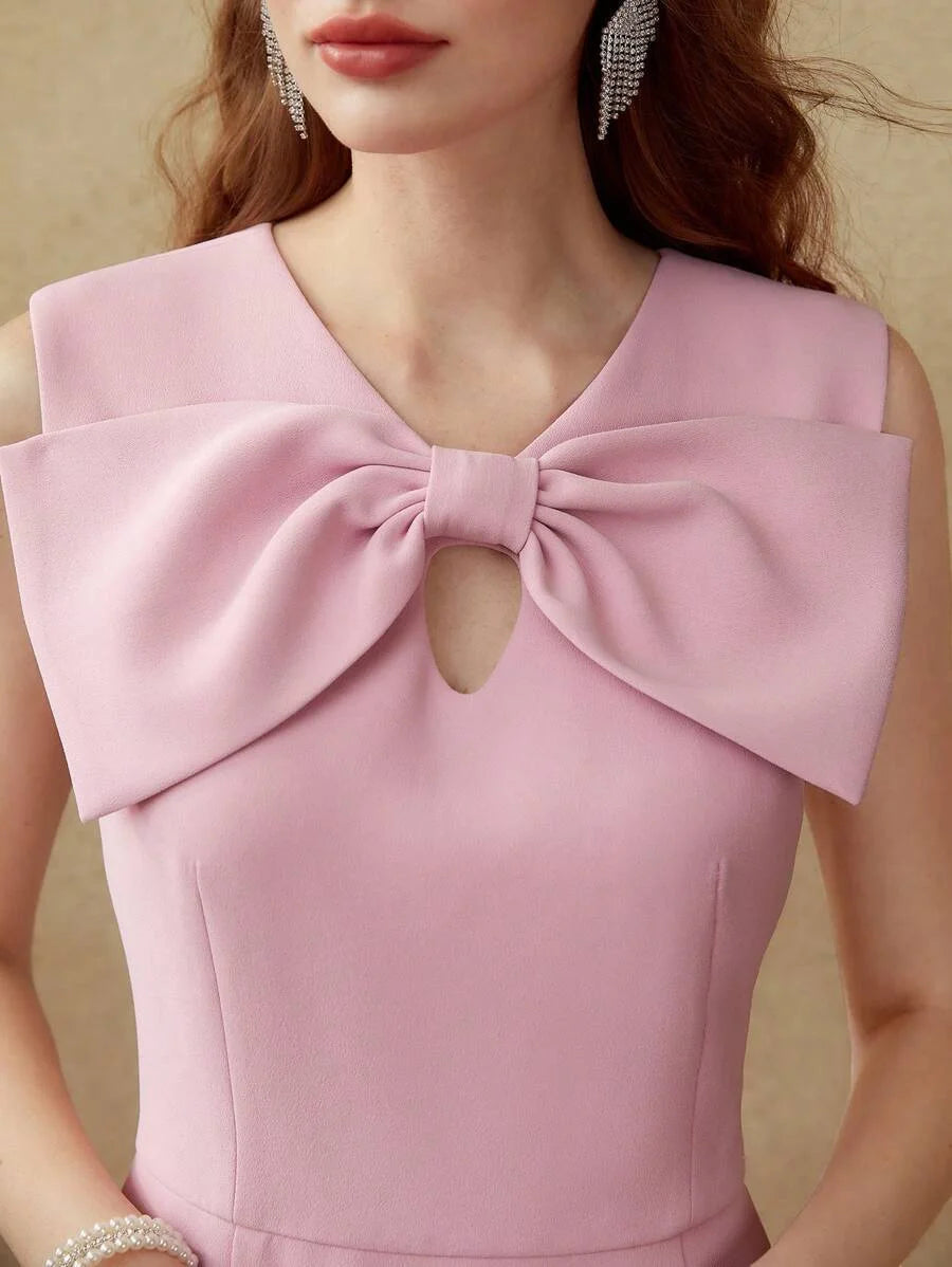 PREMIUM BOW KEYHOLE DRESS WITHOUT BELT