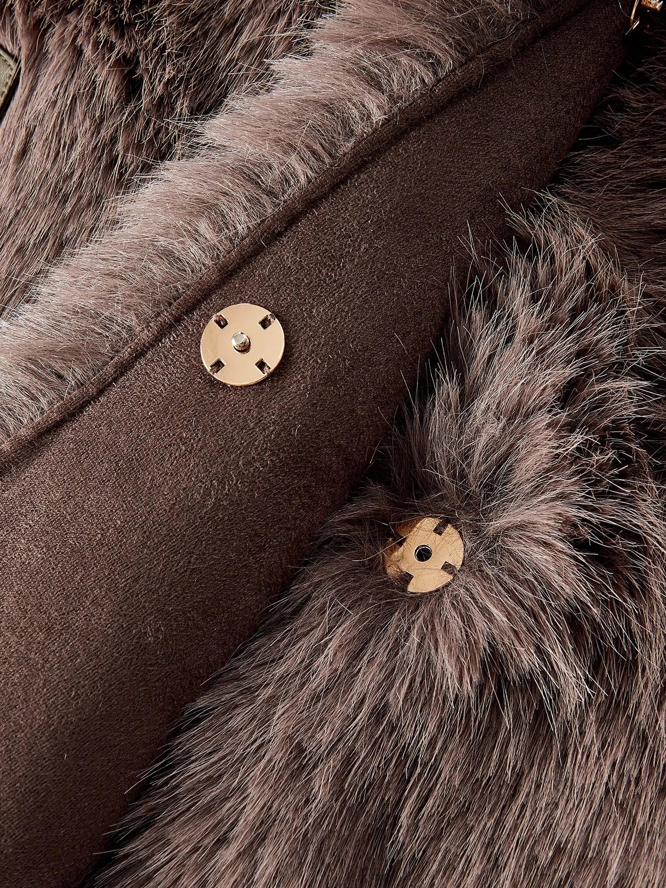 PREMIUM BUCKLE DECOR FAUX FUR COAT