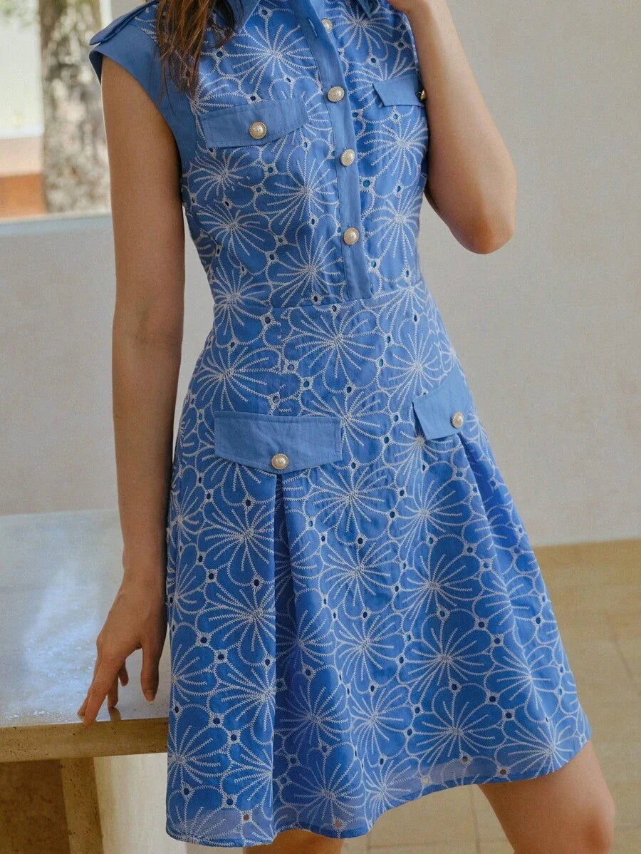 PREMIUM BUTTON UP EMBROIDERY DRESS