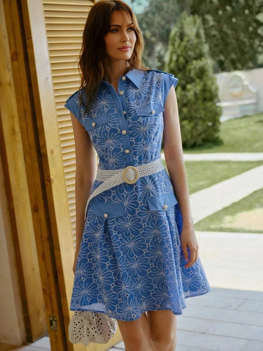 PREMIUM BUTTON UP EMBROIDERY DRESS