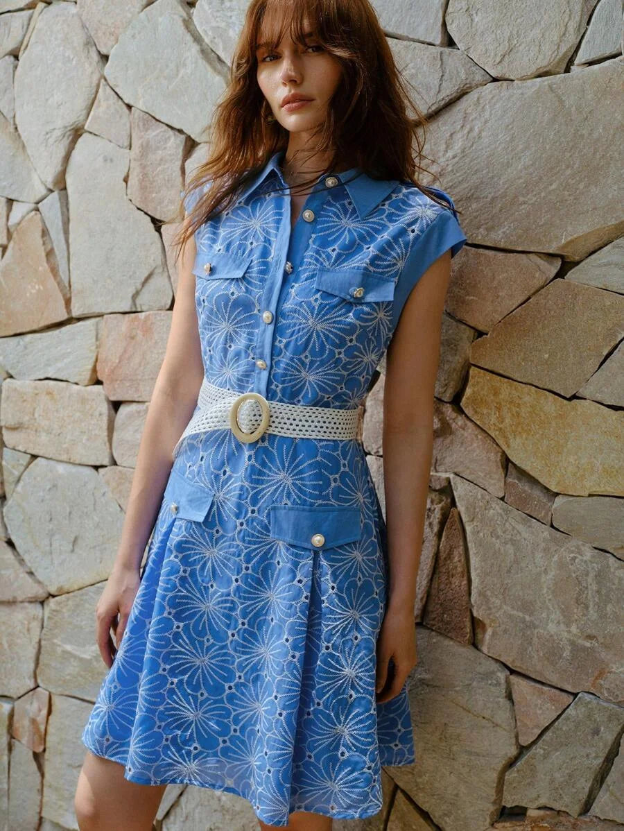 PREMIUM BUTTON UP EMBROIDERY DRESS