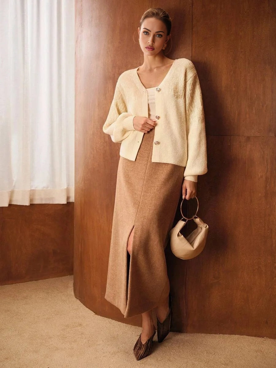 PREMIUM BUTTON UP LONG SLEEVE ELEGANT CARDIGAN