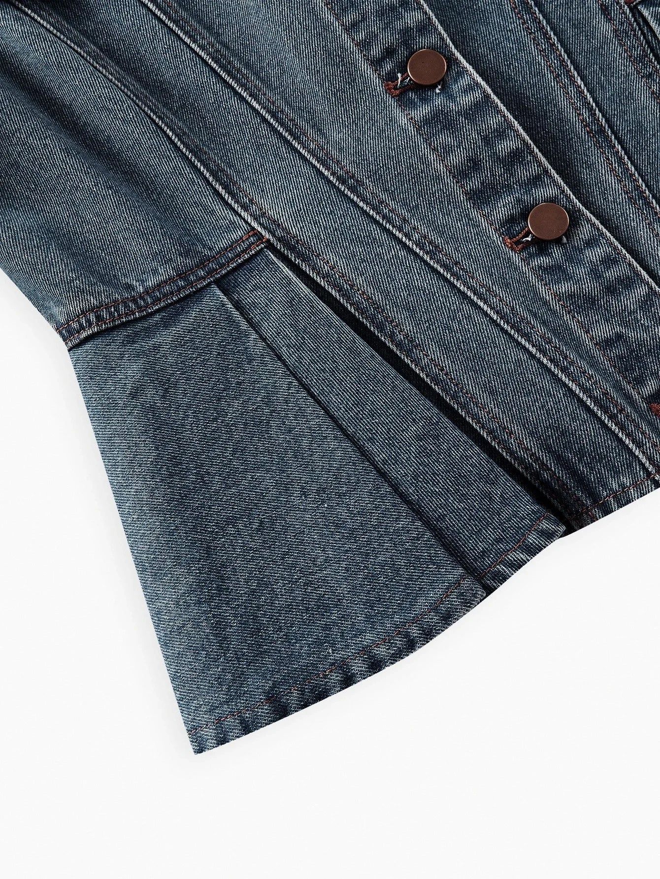 PREMIUM BUTTON UP PEPLUM TOP amp SLANT POCKET JEANS DENIM SET