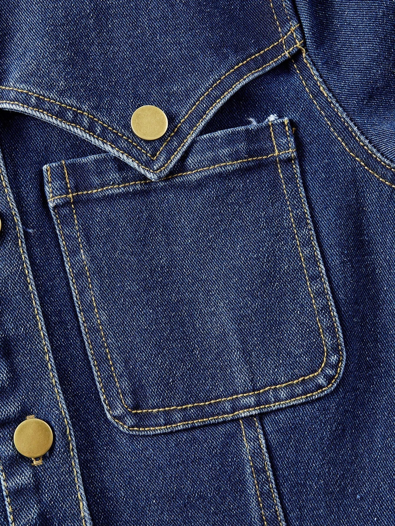 PREMIUM BUTTON UP SLANT POCKET DENIM DRESS