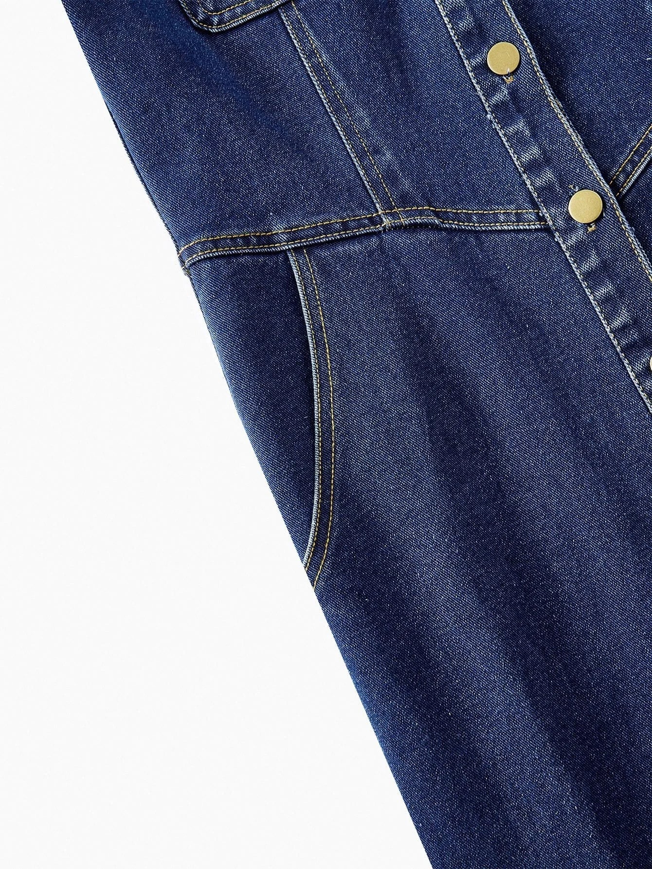 PREMIUM BUTTON UP SLANT POCKET DENIM DRESS