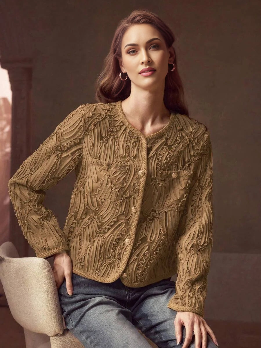 PREMIUM BUTTON UP TEXTURED PATTERN CARDIGAN