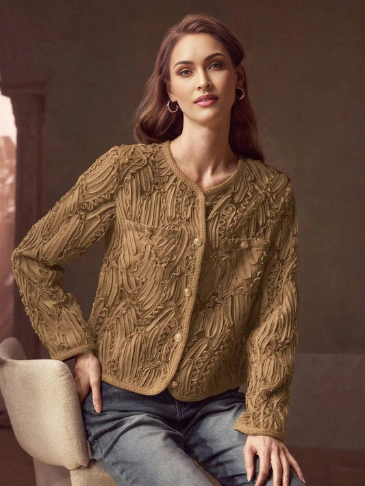 PREMIUM BUTTON UP TEXTURED PATTERN CARDIGAN