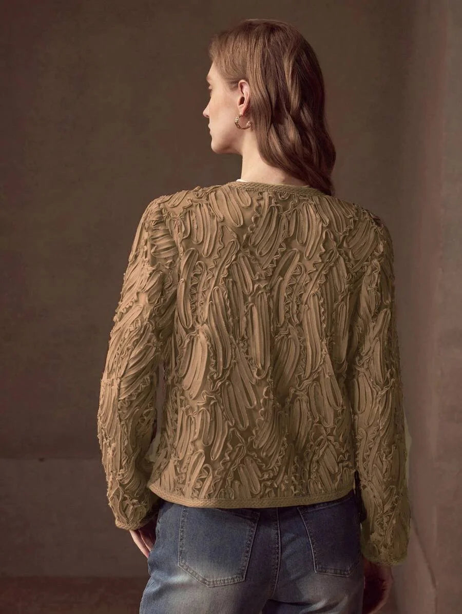 PREMIUM BUTTON UP TEXTURED PATTERN CARDIGAN