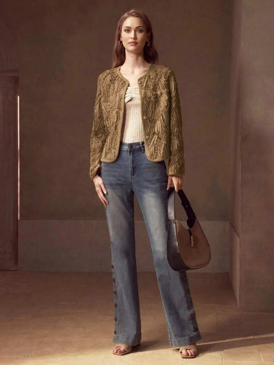 PREMIUM BUTTON UP TEXTURED PATTERN CARDIGAN