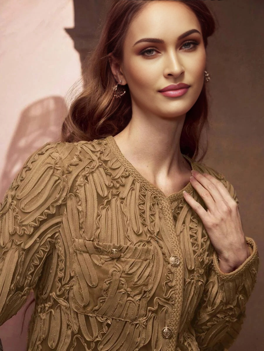 PREMIUM BUTTON UP TEXTURED PATTERN CARDIGAN