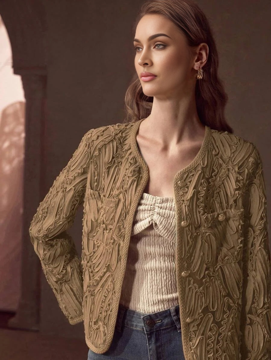 PREMIUM BUTTON UP TEXTURED PATTERN CARDIGAN