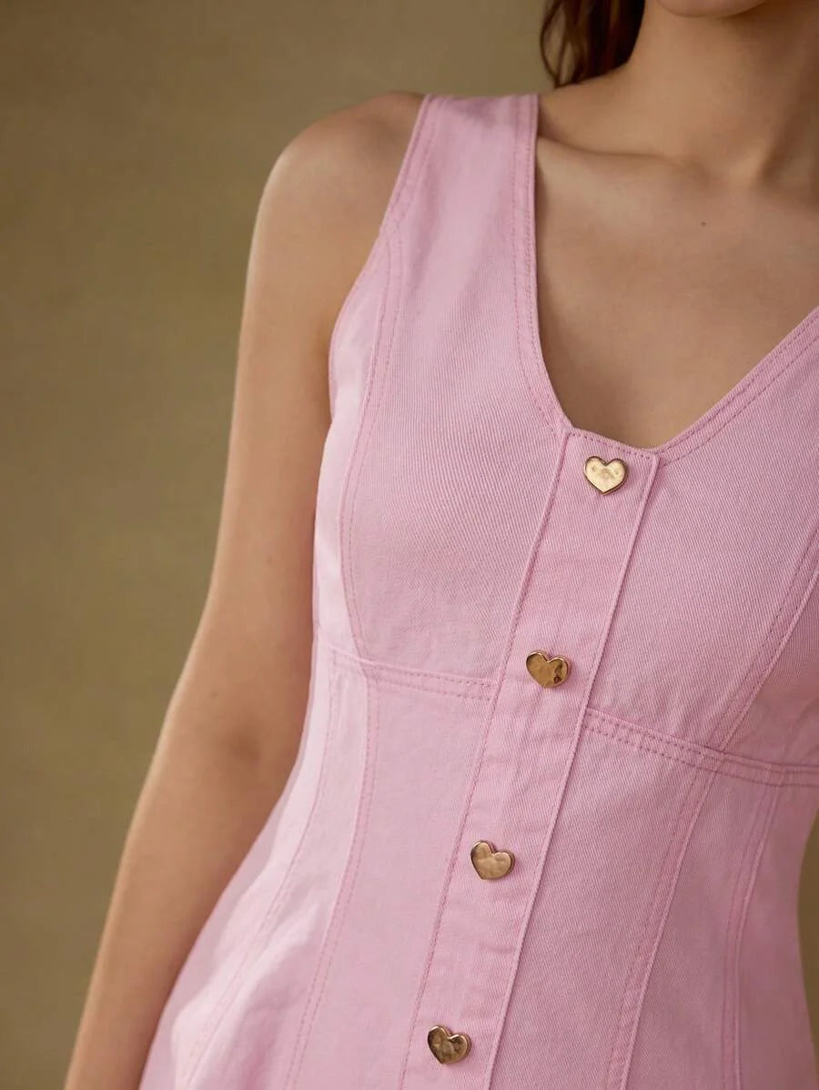 PREMIUM BUTTON UP ZIPPER DENIM DRESS