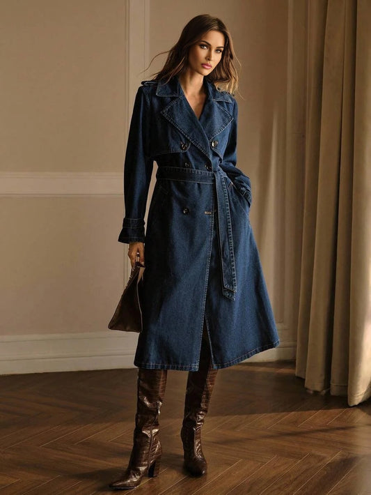PREMIUM CASUAL DAILY ELEGANT LOOSE TIEWAIST DENIM COAT