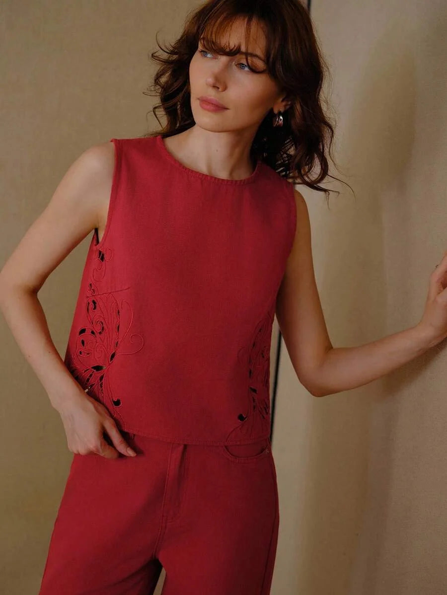 PREMIUM CASUAL EMBROIDERED DENIM TOP
