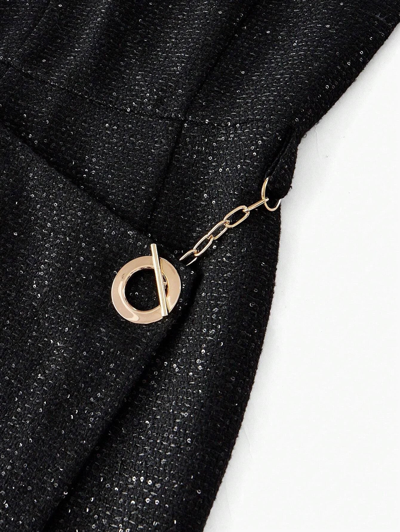 PREMIUM CHAIN DETAIL SPLIT DRESS