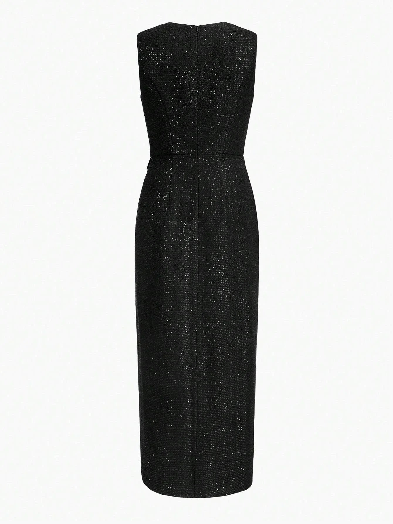 PREMIUM CHAIN DETAIL SPLIT DRESS