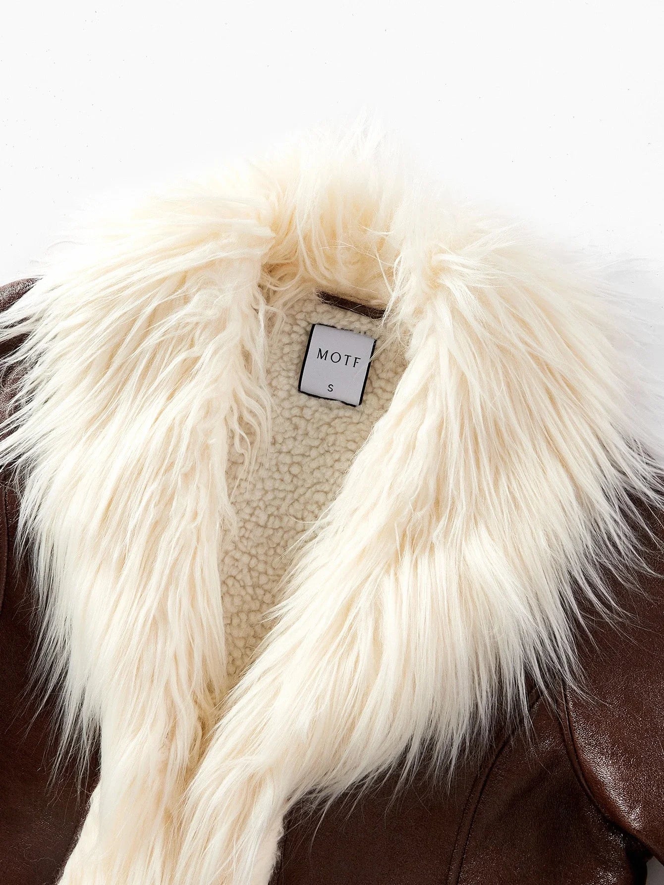 PREMIUM CHIC FAUX FUR CONTRAST COLOR LONG COAT WITH BELT AUTUMNWINTER