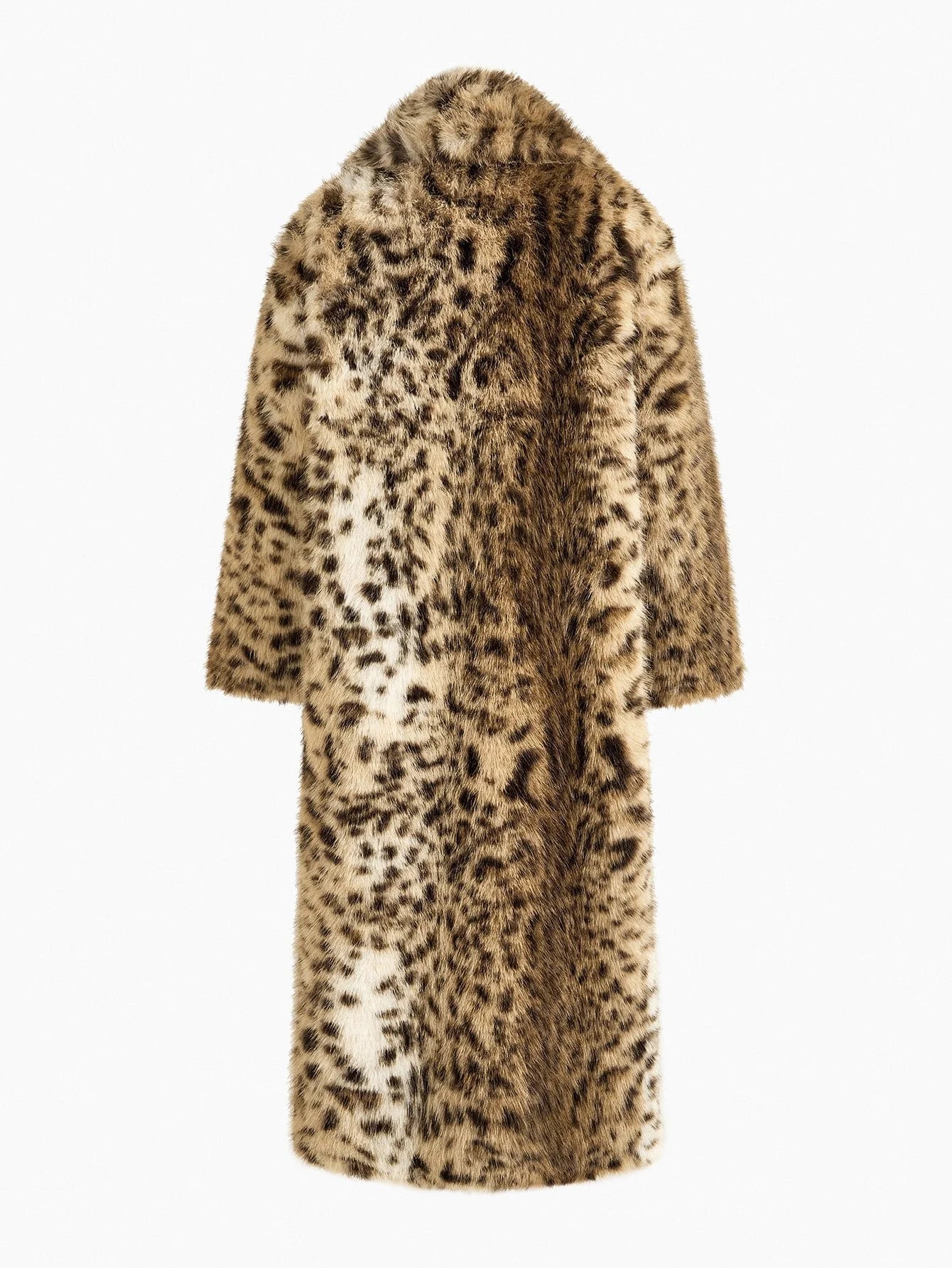 PREMIUM CHIC LEOPARD PRINT FAUX FUR LONG COAT AUTUMNWINTER