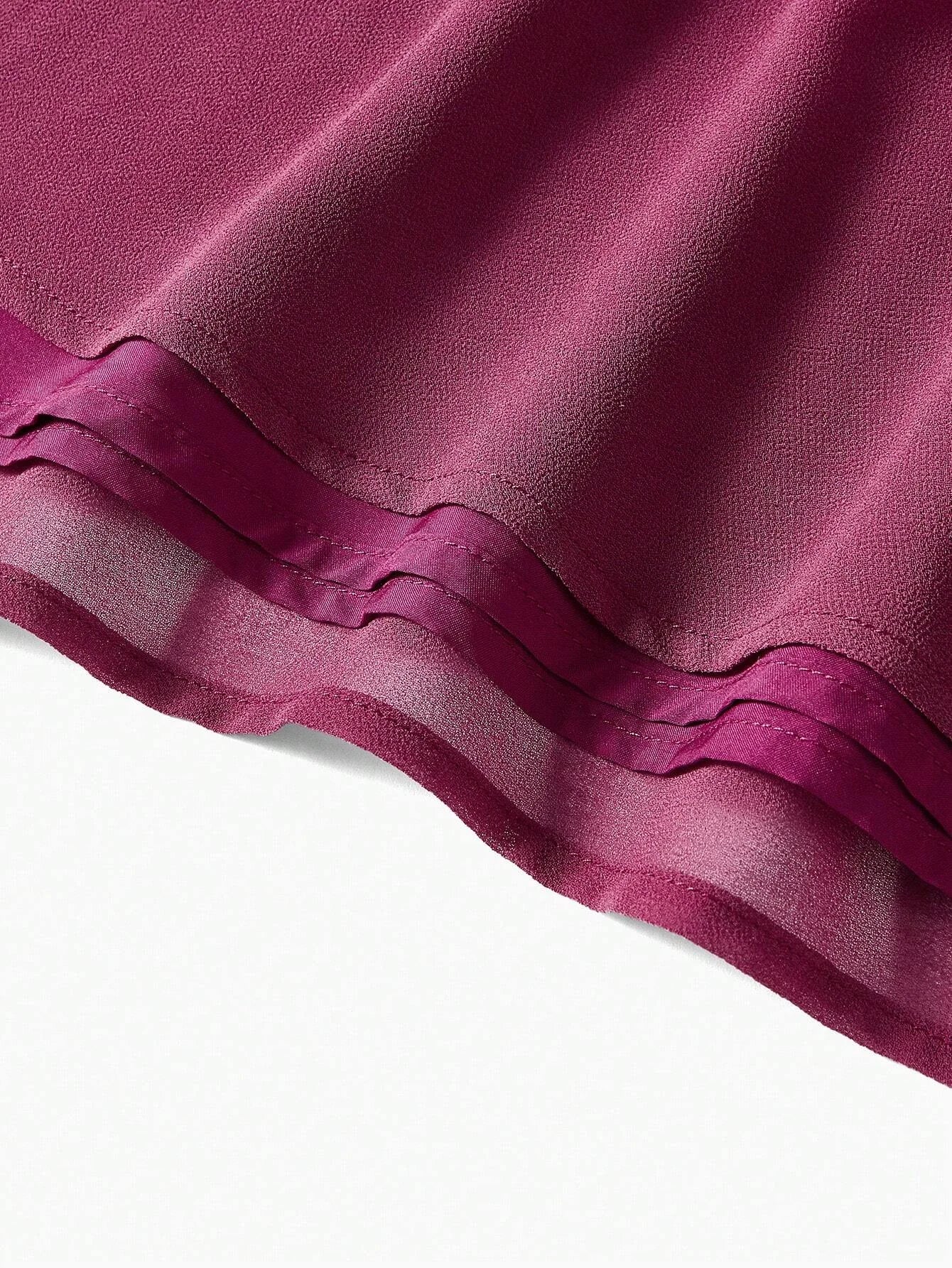 PREMIUM CHIFFON SOLID RUCHED WAIST DRESS