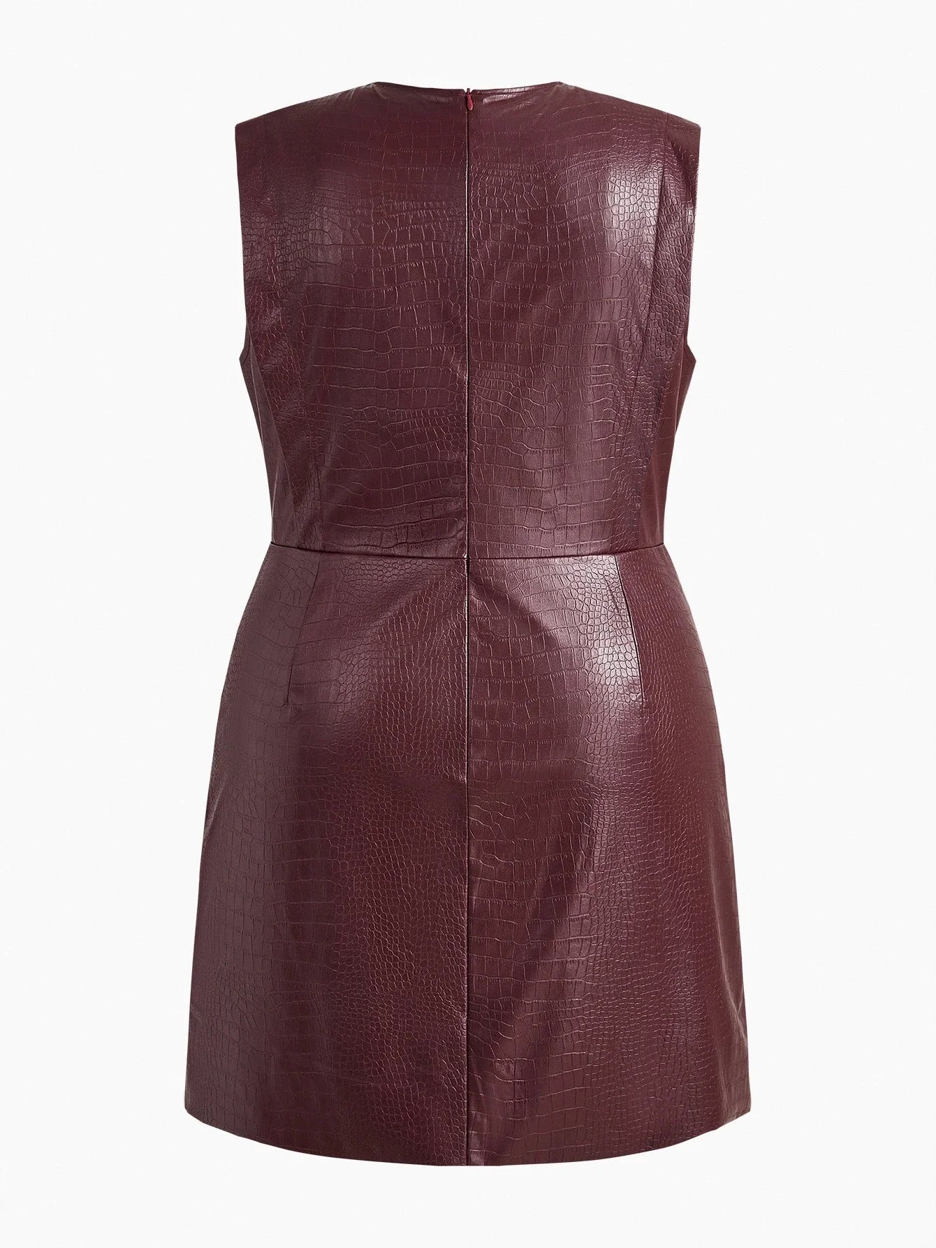 PREMIUM CHRISTMAS PLUS CROCODILE SKIN EMBOSSED PU LEATHER SLEEVELESS MINI DRESS PARTY WEAR