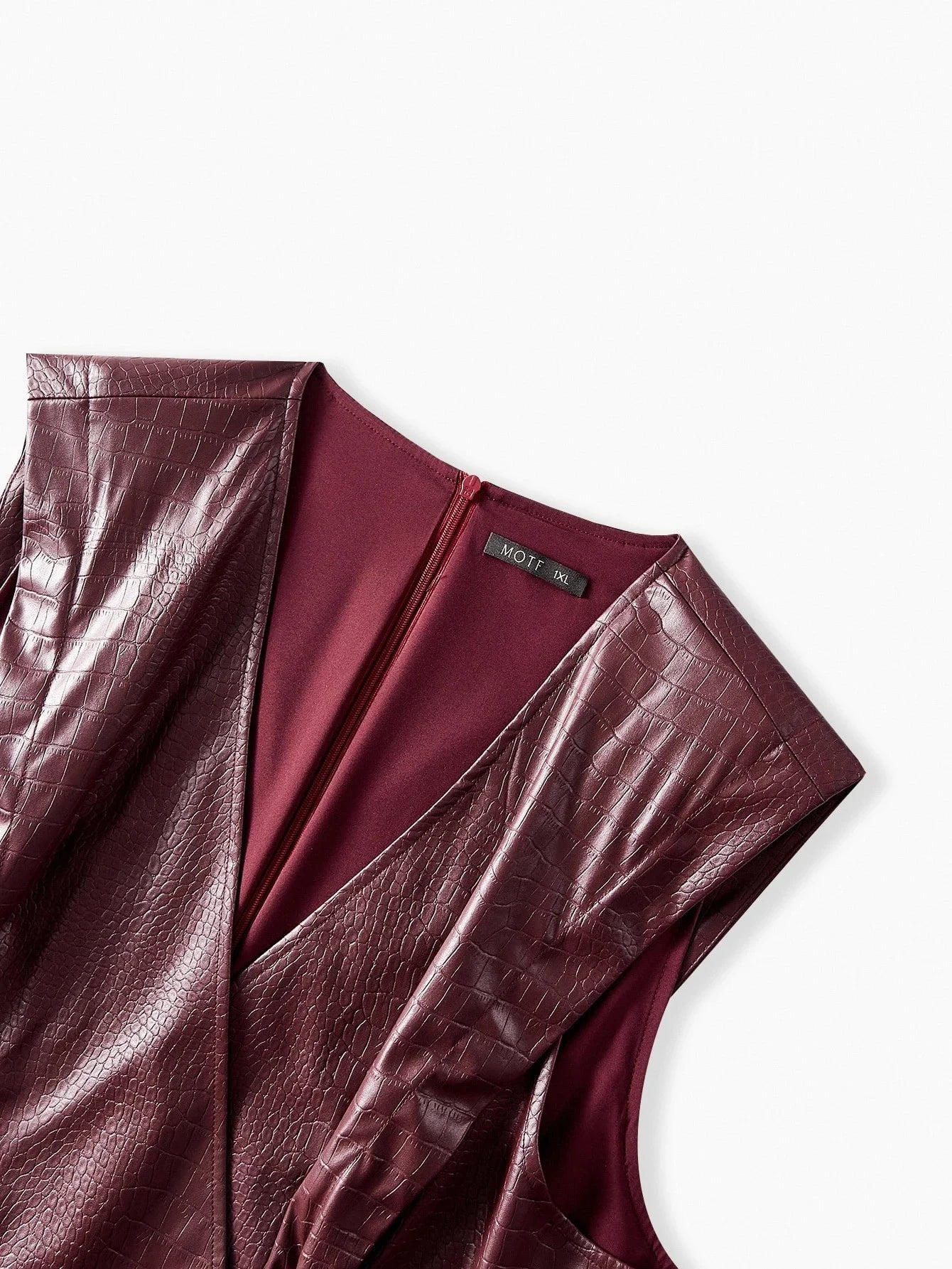 PREMIUM CHRISTMAS PLUS CROCODILE SKIN EMBOSSED PU LEATHER SLEEVELESS MINI DRESS PARTY WEAR