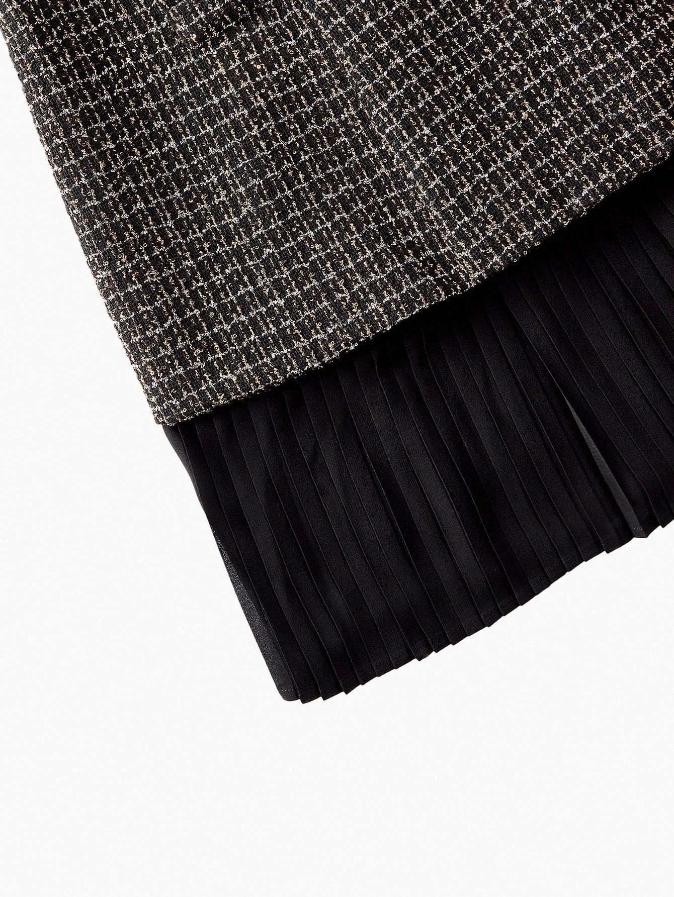 PREMIUM CHRISTMAS PLUS SIZE CHIC LONG SLEEVE TWEED PATCHWORK PLEATED MINI DRESS AUTUMNWINTER