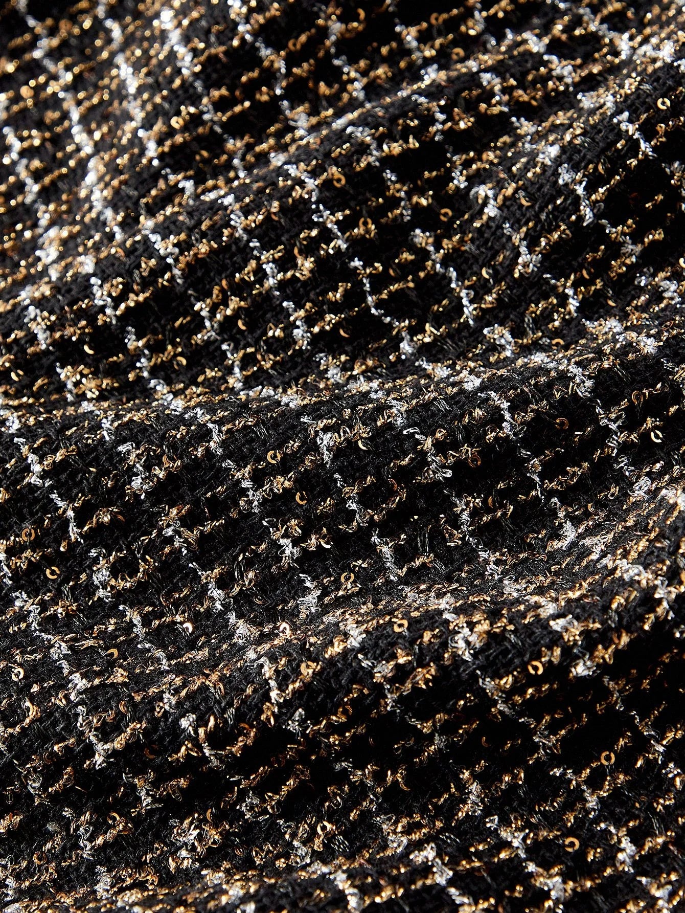 PREMIUM CHRISTMAS PLUS SIZE CHIC LONG SLEEVE TWEED PATCHWORK PLEATED MINI DRESS AUTUMNWINTER