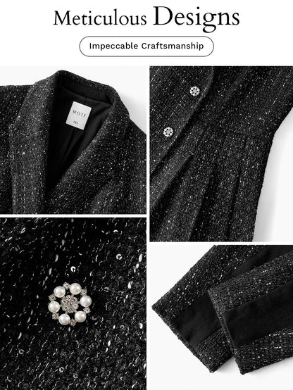 PREMIUM CHRISTMAS PLUS SIZE TWEED BUTTON UP DRESS