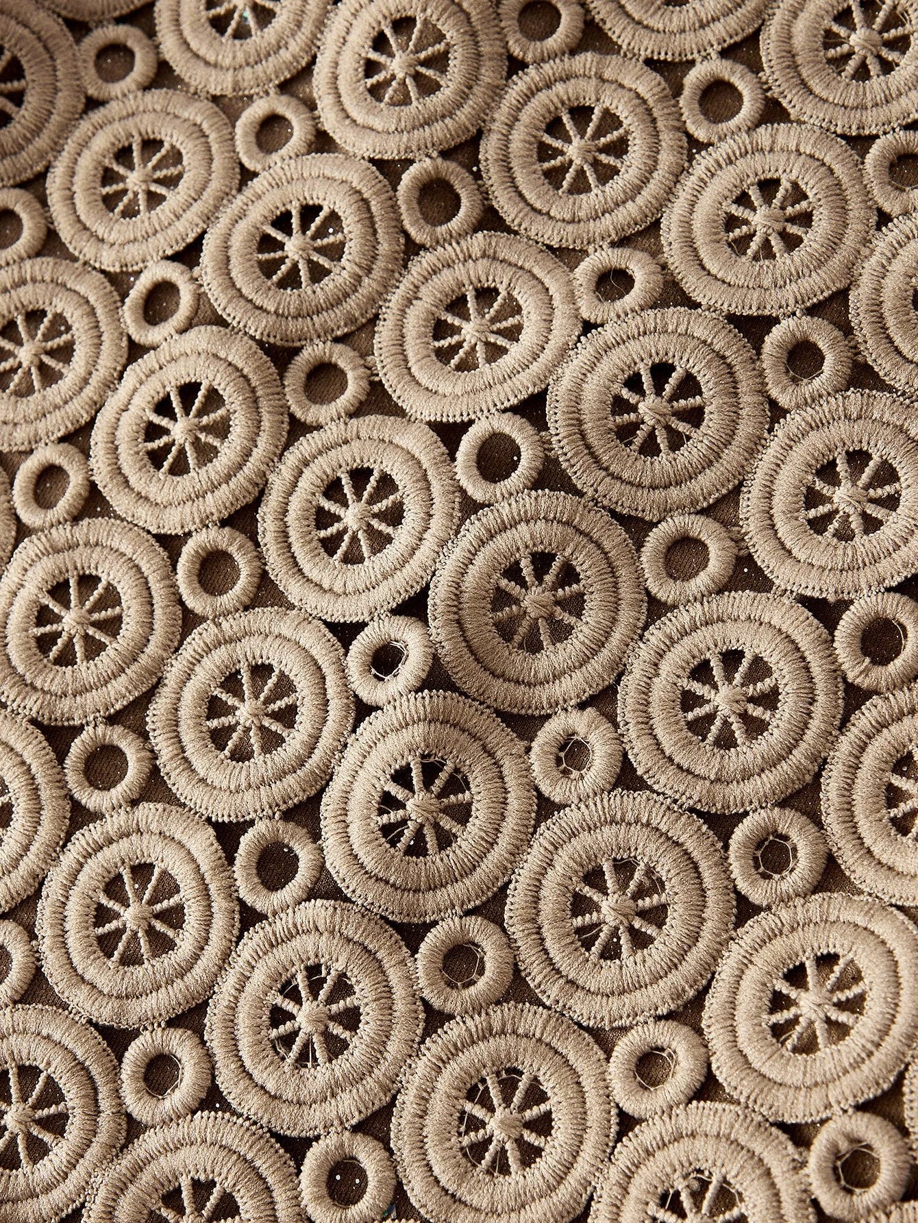 PREMIUM COLD SHOULDER CONTRAST GUIPURE LACE FRINGE HEM DRESS