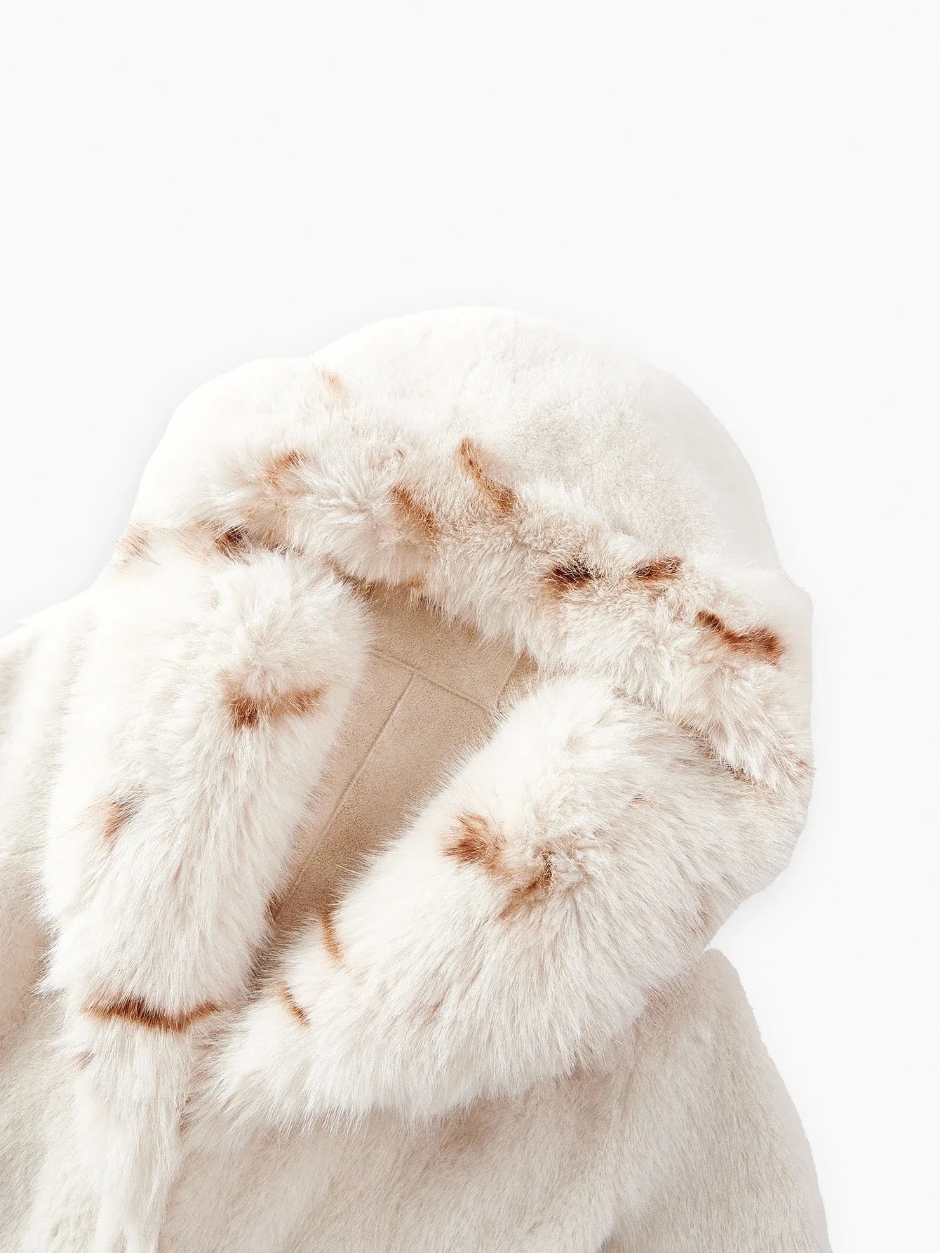 PREMIUM COLORBLOCK BELTED FAUX FUR COAT